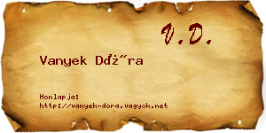 Vanyek Dóra névjegykártya